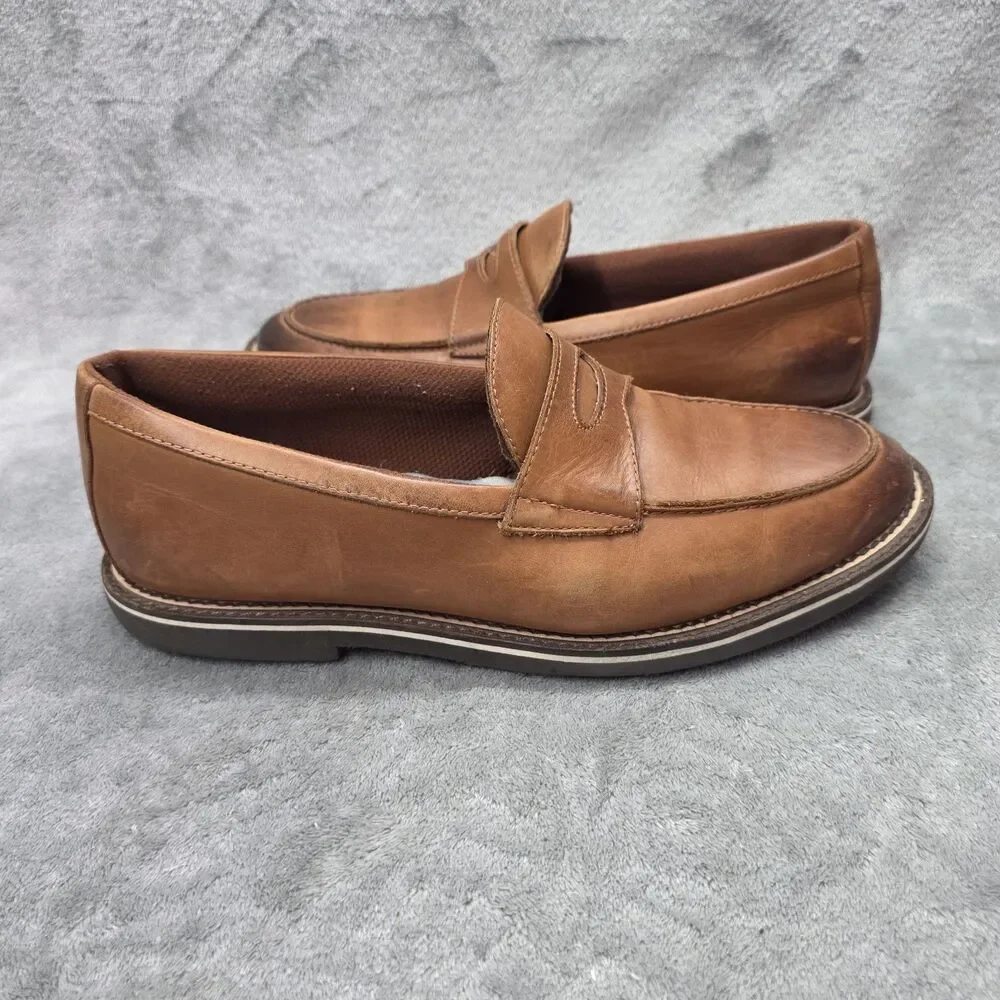 Peter Millar Men's Leather Loafers Brown Size 10.5M Crown Sole